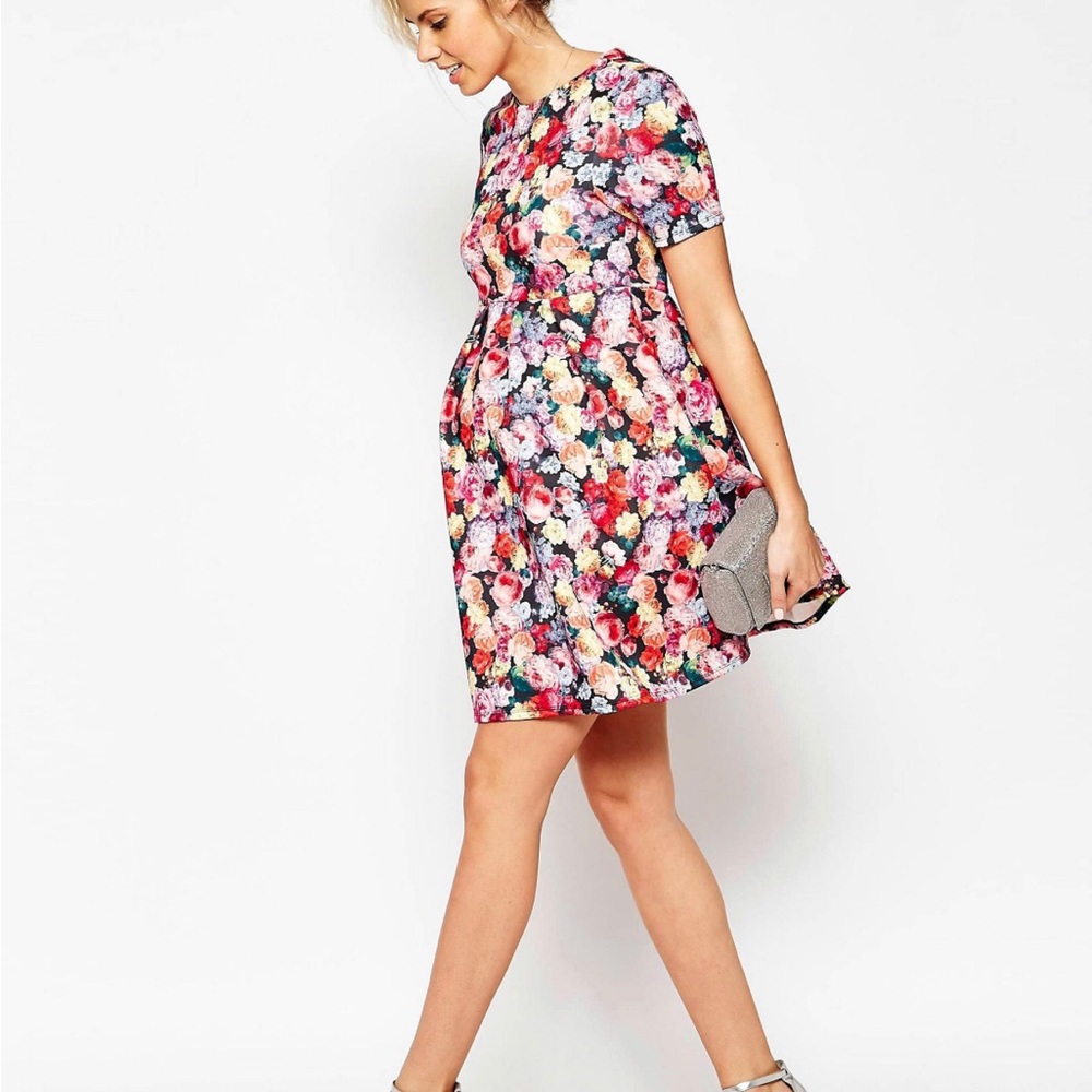 ASOS |  2  | MATERNITY | Exclusive Scuba Skater Dress |  Bright Floral